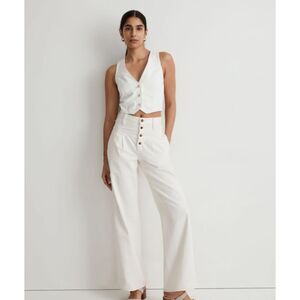 NEW Madewell Super Wide Leg White Mom Jeans Vintage Canvas Button Fly Sz 28